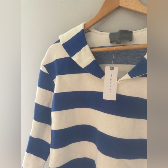 Anthropologie Maeve Polo Top collar Sundays in Brooklyn stripe XXS XS Small - Picture 5 of 6